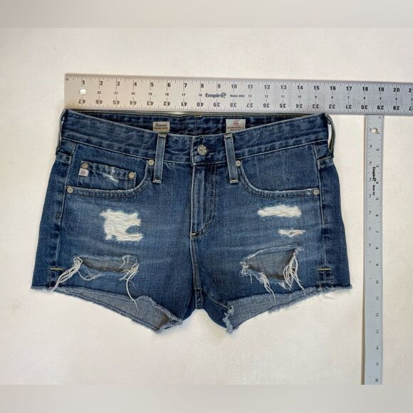 AG Adriano Goldschmied Bonnie Relaxed Cut Denim Jeans Shorts Women 26 Distressed - Picture 6 of 7